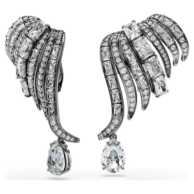 Kolekcja „The Vienna Collection” – kolczyki typu ear cuff „Feather”, białe, pokryte rutenem Kolekcja „The Vienna Collection” – kolczyki typu ear cuff „Feather”, białe, pokryte rutenem