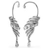 Kolekcja Vienna – kolczyki typu ear cuff z motywem piór, duże, białe, pokryte rutenem Kolekcja Vienna – kolczyki typu ear cuff z motywem piór, duże, białe, pokryte rutenem