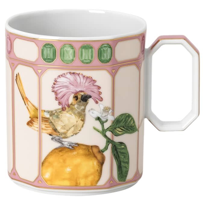 Kubek Idyllia z porcelany, motyw kryształowy, muchołówka, różowy Kubek Idyllia z porcelany, motyw kryształowy, muchołówka, różowy