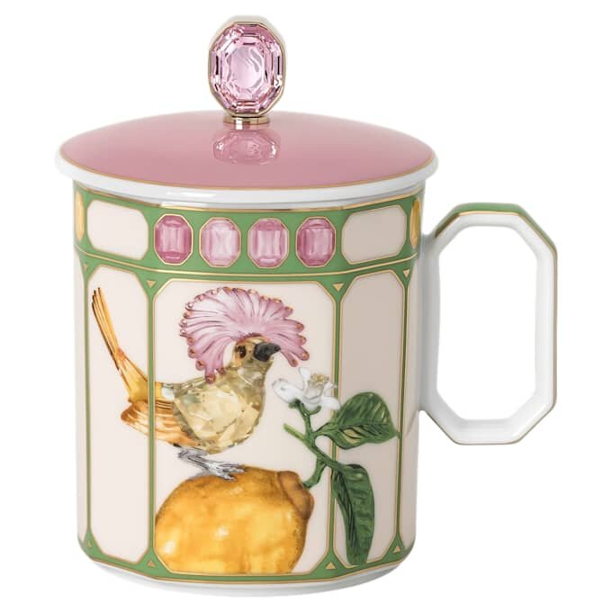 Kubek Idyllia z porcelany, motyw kryształowy, muchołówka, zielony Kubek Idyllia z porcelany, motyw kryształowy, muchołówka, zielony