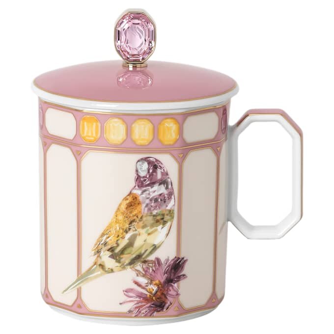 Kubek porcelanowy Idyllia, motyw kryształowy, zięba, różowy Kubek porcelanowy Idyllia, motyw kryształowy, zięba, różowy