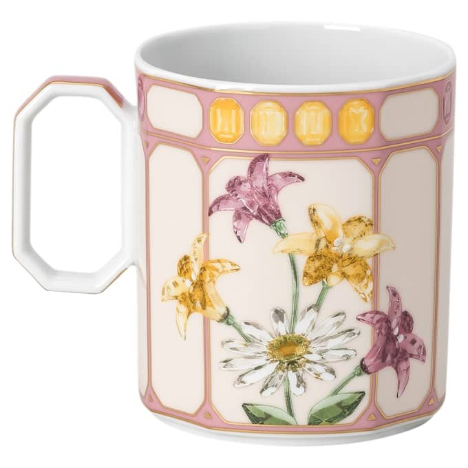 Kubek porcelanowy Idyllia, motyw kryształowy, zięba, różowy Kubek porcelanowy Idyllia, motyw kryształowy, zięba, różowy
