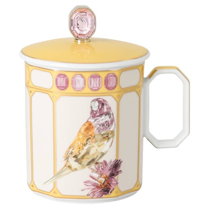 Kubek porcelanowy Idyllia, motyw kryształowy, zięba, żółty Kubek porcelanowy Idyllia, motyw kryształowy, zięba, żółty