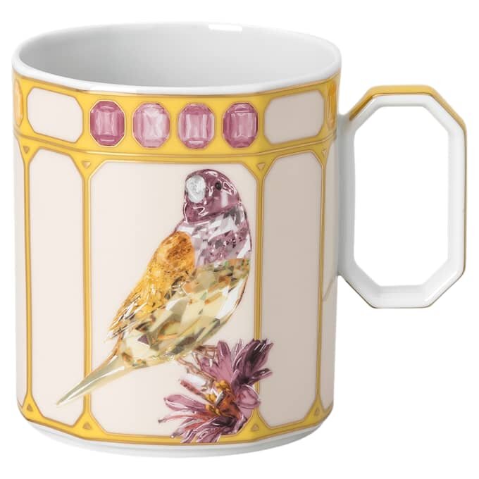 Kubek porcelanowy Idyllia, motyw kryształowy, zięba, żółty Kubek porcelanowy Idyllia, motyw kryształowy, zięba, żółty
