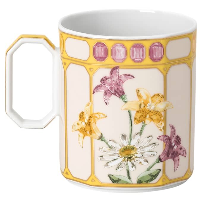Kubek porcelanowy Idyllia, motyw kryształowy, zięba, żółty Kubek porcelanowy Idyllia, motyw kryształowy, zięba, żółty