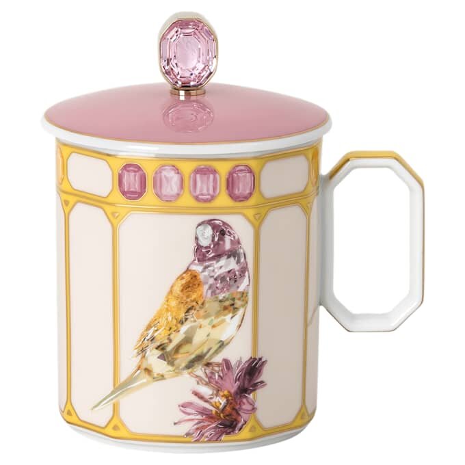Kubek porcelanowy Idyllia, motyw kryształowy, zięba, żółty Kubek porcelanowy Idyllia, motyw kryształowy, zięba, żółty
