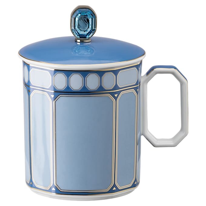 Kubek Signum z pokrywką, porcelana, niebieski Kubek Signum z pokrywką, porcelana, niebieski