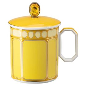 Kubek Signum z pokrywką, porcelanowy, żółty