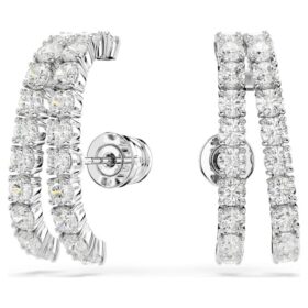 Matrix Ear Cuffs Round Cut, White, Rhodium Plated
