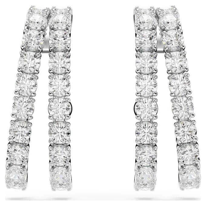Matrix Ear Cuffs Round Cut, White, Rhodium Plated Matrix Ear Cuffs Round Cut, White, Rhodium Plated