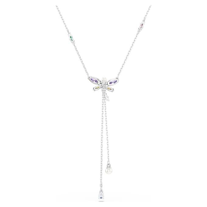Naszyjnik Ariana Grande X Swarovski w kształcie litery Y z różnorodnymi szlifami, motywem ważki, wielokolorowy, pokryty rodem Naszyjnik Ariana Grande X Swarovski w kształcie litery Y z różnorodnymi szlifami, motywem ważki, wielokolorowy, pokryty rodem