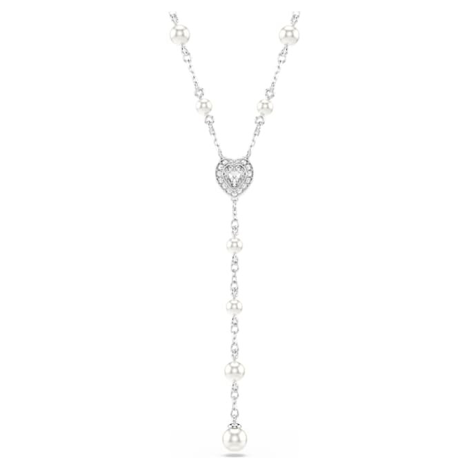 Naszyjnik Ariana Grande X Swarovski Y – mieszane szlify, kryształowa perła, serce, biały, pokryty rodem Naszyjnik Ariana Grande X Swarovski Y – mieszane szlify, kryształowa perła, serce, biały, pokryty rodem