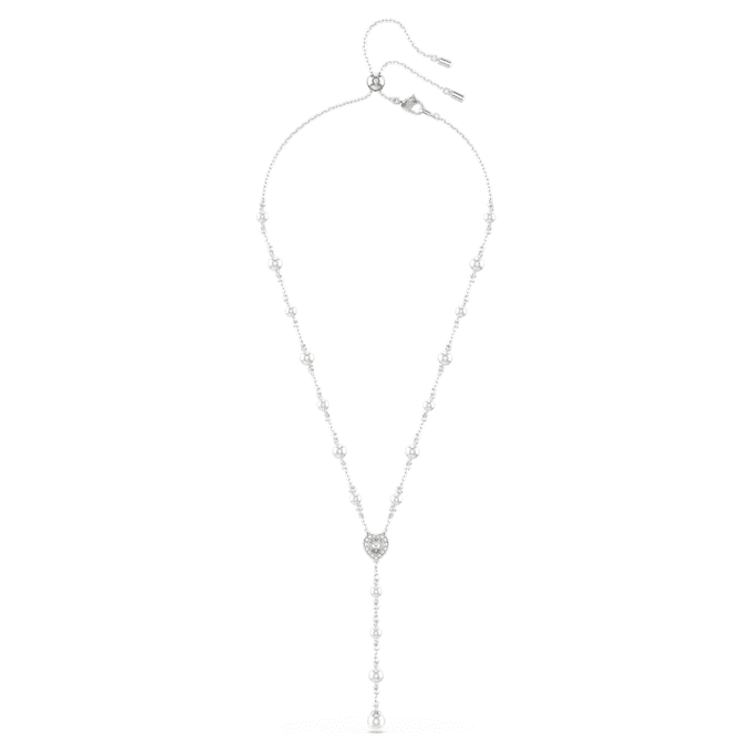 Naszyjnik Ariana Grande X Swarovski Y – mieszane szlify, kryształowa perła, serce, biały, pokryty rodem Naszyjnik Ariana Grande X Swarovski Y – mieszane szlify, kryształowa perła, serce, biały, pokryty rodem