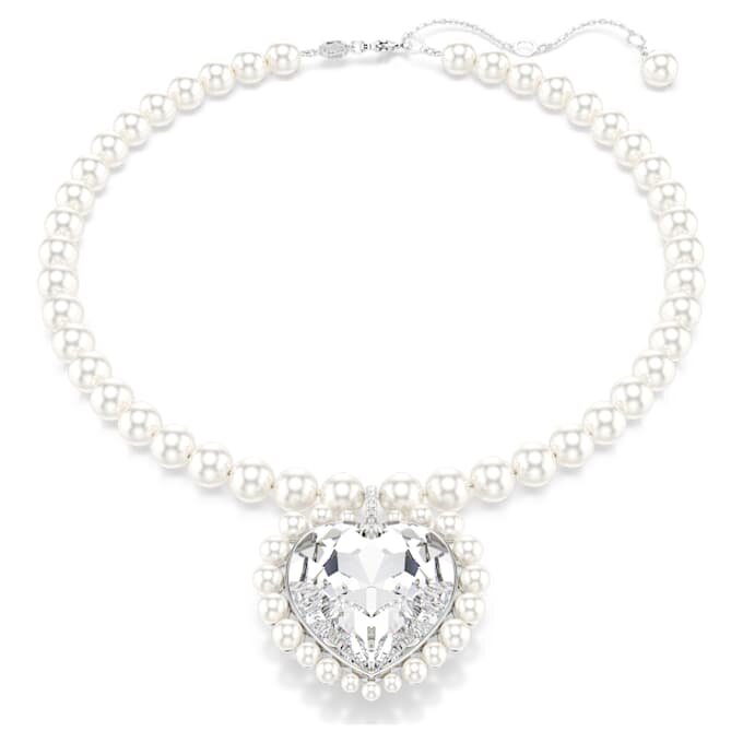 Naszyjnik Ariana Grande X Swarovski z kryształową perłą, szlif serca, serce, biały, pokryty rodem Naszyjnik Ariana Grande X Swarovski z kryształową perłą, szlif serca, serce, biały, pokryty rodem