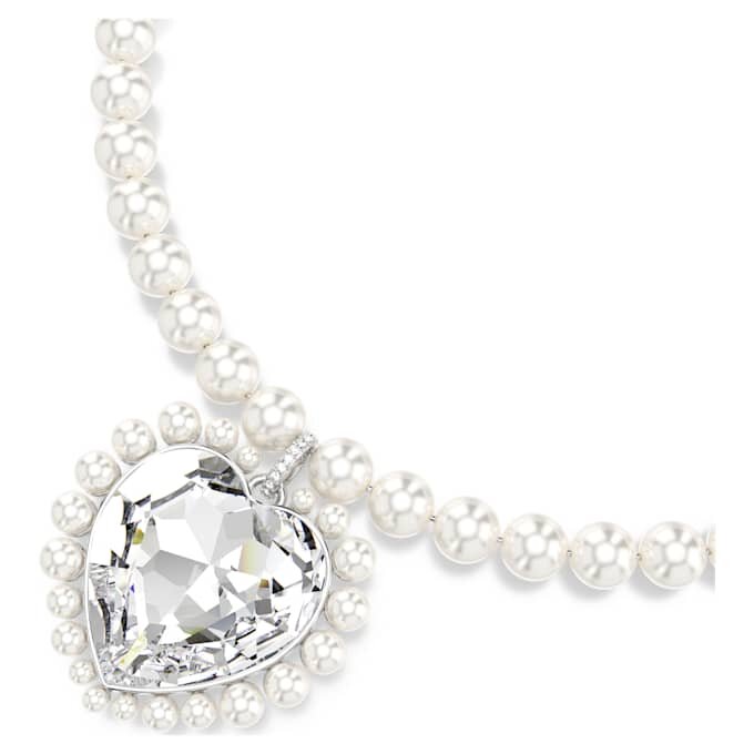 Naszyjnik Ariana Grande X Swarovski z kryształową perłą, szlif serca, serce, biały, pokryty rodem Naszyjnik Ariana Grande X Swarovski z kryształową perłą, szlif serca, serce, biały, pokryty rodem