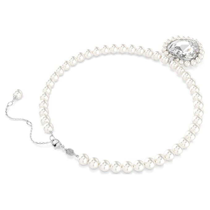 Naszyjnik Ariana Grande X Swarovski z kryształową perłą, szlif serca, serce, biały, pokryty rodem Naszyjnik Ariana Grande X Swarovski z kryształową perłą, szlif serca, serce, biały, pokryty rodem