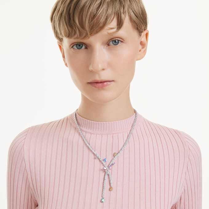 Naszyjnik Ariana Grande X Swarovski z różnymi szlifami, motyw ważki, wielokolorowy, pokryty rodem Naszyjnik Ariana Grande X Swarovski z różnymi szlifami, motyw ważki, wielokolorowy, pokryty rodem