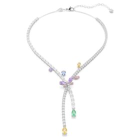 Naszyjnik Ariana Grande X Swarovski z różnymi szlifami, motyw ważki, wielokolorowy, pokryty rodem