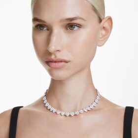 Naszyjnik Ariana Grande X Swarovski z różnymi szlifami, serce, biały, pokryty rodem
