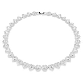 Naszyjnik Ariana Grande X Swarovski z różnymi szlifami, serce, biały, pokryty rodem