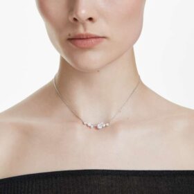 Naszyjnik Constella Crystal Pearl, szlif okrągły, biały, pokryty rodem