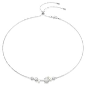 Naszyjnik Constella Crystal Pearl, szlif okrągły, biały, pokryty rodem