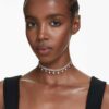 Naszyjnik typu choker Ariana Grande X Swarovski z kryształową perłą, szlif okrągły, biały, pokryty rodem