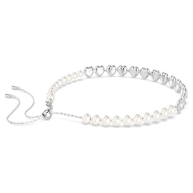 Naszyjnik typu choker Ariana Grande X Swarovski z różnymi szlifami, kryształowymi perłami, sercem, biały, pokryty rodem Naszyjnik typu choker Ariana Grande X Swarovski z różnymi szlifami, kryształowymi perłami, sercem, biały, pokryty rodem