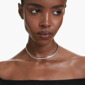 Naszyjnik typu choker „Hyperbola” – szlif okrągły, biały, wykończenie z mieszanych metali