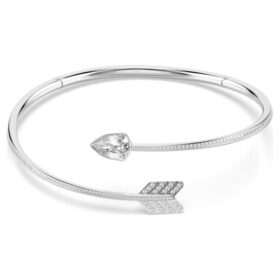 Naszyjnik typu choker „Idyllia” z różnorodnymi szlifami, strzała, biały, pokryty rodem