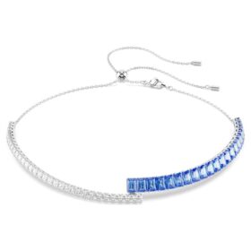 Naszyjnik typu choker Matrix z mieszanką szlifów, niebieski, pokryty rodem