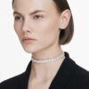 Naszyjnik typu choker Millenia z kryształami o szlifie ośmiokątnym, biały, pokryty rodem