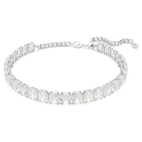 Naszyjnik typu choker Millenia z kryształami o szlifie ośmiokątnym, biały, pokryty rodem