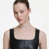 Naszyjnik typu choker „Una Angelic” – biały, pokryty rodem