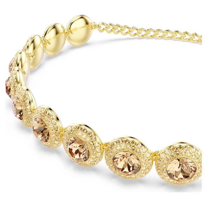 Naszyjnik typu choker Una Angelic z kryształkami o szlifie okrągłym, w kolorze karmelowym, pokryty powłoką w odcieniu złota Naszyjnik typu choker Una Angelic z kryształkami o szlifie okrągłym, w kolorze karmelowym, pokryty powłoką w odcieniu złota