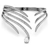 Naszyjnik typu choker z kolekcji Vienna z motywem piór, biały, pokryty rutenem Naszyjnik typu choker z kolekcji Vienna z motywem piór, biały, pokryty rutenem