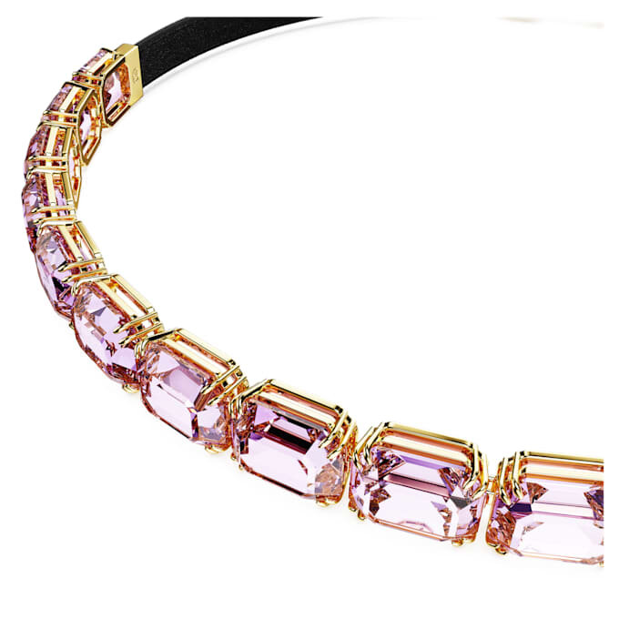 Naszyjnik typu choker z serii Millenia z kryształami o szlifie ośmiokątnym, fioletowy, pozłacany Naszyjnik typu choker z serii Millenia z kryształami o szlifie ośmiokątnym, fioletowy, pozłacany