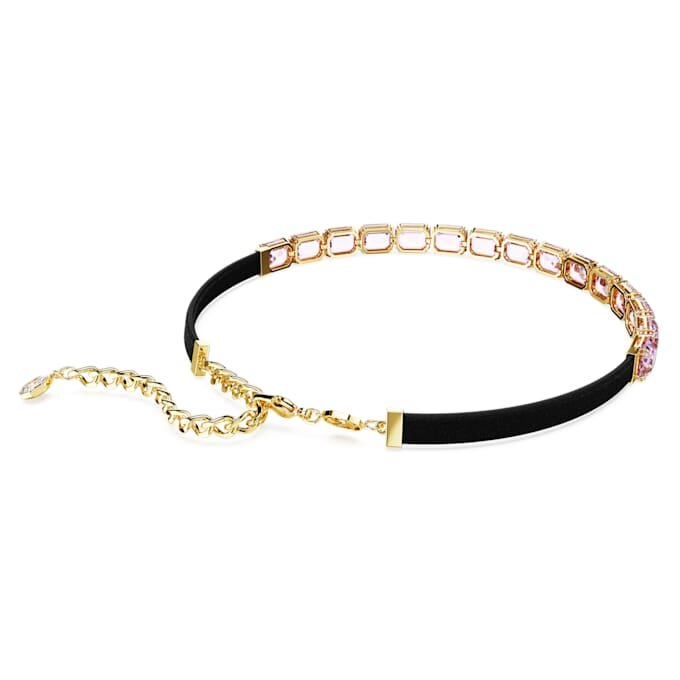 Naszyjnik typu choker z serii Millenia z kryształami o szlifie ośmiokątnym, fioletowy, pozłacany Naszyjnik typu choker z serii Millenia z kryształami o szlifie ośmiokątnym, fioletowy, pozłacany