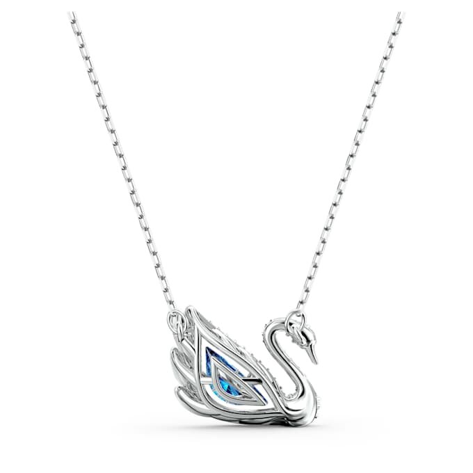 Naszyjnik z motywem łabędzia „Dancing Swan”, niebieski, pokryty rodem Naszyjnik z motywem łabędzia „Dancing Swan”, niebieski, pokryty rodem