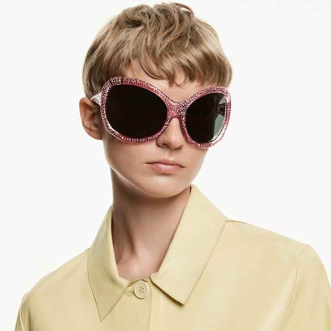 Okulary przeciwsłoneczne oversize, kształt „kocich oczu”, model Sk6052, różowe Okulary przeciwsłoneczne oversize, kształt „kocich oczu”, model Sk6052, różowe