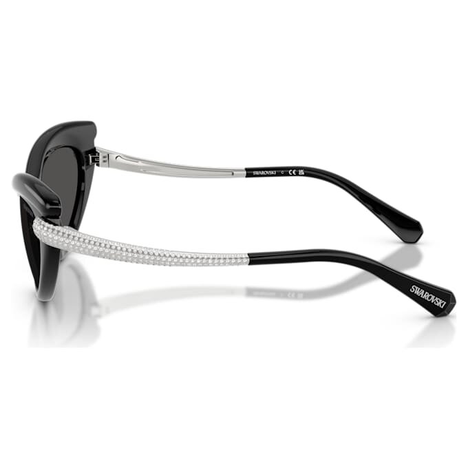 Okulary przeciwsłoneczne w kształcie kocich oczu, model Sk6038, czarne Okulary przeciwsłoneczne w kształcie kocich oczu, model Sk6038, czarne