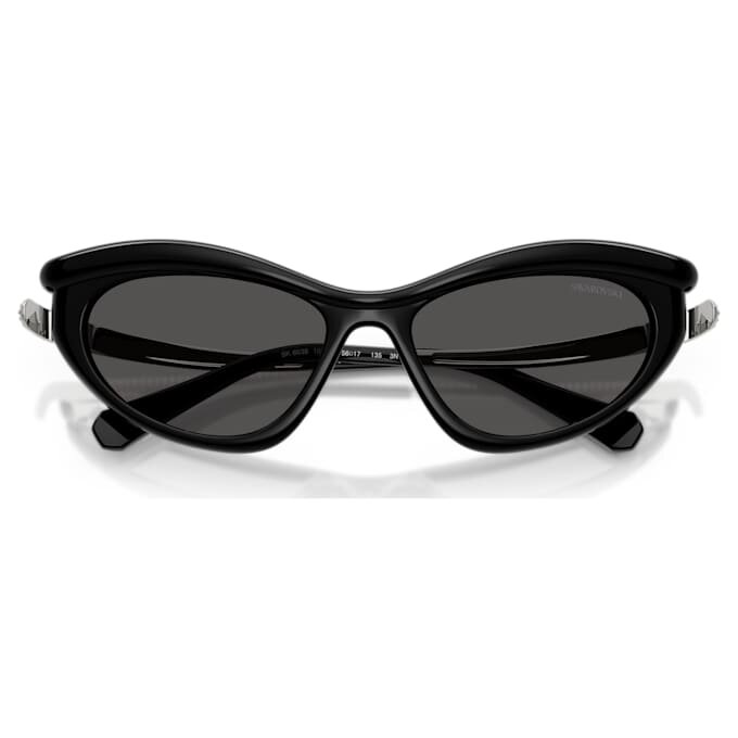 Okulary przeciwsłoneczne w kształcie kocich oczu, model Sk6038, czarne Okulary przeciwsłoneczne w kształcie kocich oczu, model Sk6038, czarne