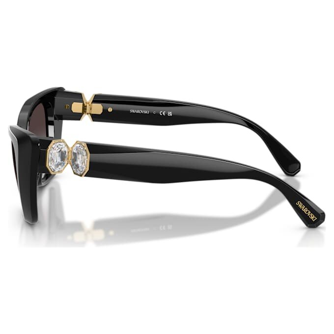 Okulary przeciwsłoneczne w kształcie kocich oczu, model Sk6047, czarne Okulary przeciwsłoneczne w kształcie kocich oczu, model Sk6047, czarne