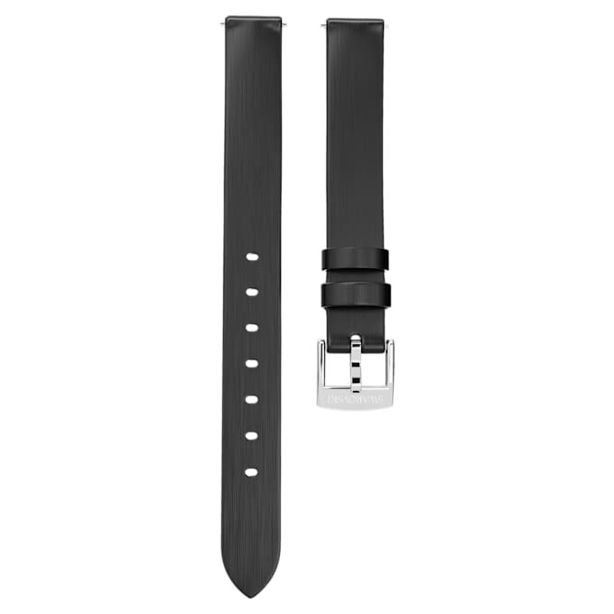 Pasek do zegarka o szerokości 12 mm (0,47″), skórzany, czarny, ze stali nierdzewnej Pasek do zegarka o szerokości 12 mm (0,47″), skórzany, czarny, ze stali nierdzewnej