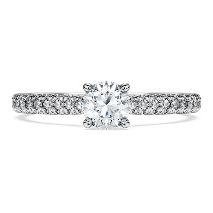 Pierścionek Eternity Solitaire z diamentami wyhodowanymi w laboratorium o łącznej masie 0,7 karata, okrągłe, 14-karatowe białe złoto Pierścionek Eternity Solitaire z diamentami wyhodowanymi w laboratorium o łącznej masie 0,7 karata, okrągłe, 14-karatowe białe złoto