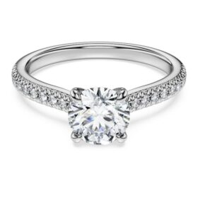 Pierścionek Eternity Solitaire z diamentami wyhodowanymi w laboratorium o łącznej masie 1,2 karata, o okrągłym szlifie, z 14-karatowego białego złota Pierścionek Eternity Solitaire z diamentami wyhodowanymi w laboratorium o łącznej masie 1,2 karata, o okrągłym szlifie, z 14-karatowego białego złota