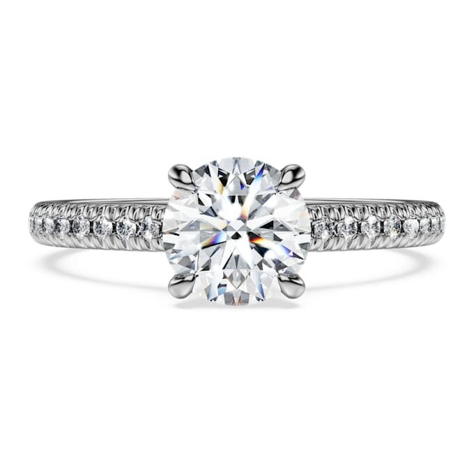 Pierścionek Eternity Solitaire z diamentami wyhodowanymi w laboratorium o łącznej masie 1,2 karata, o okrągłym szlifie, z 14-karatowego białego złota Pierścionek Eternity Solitaire z diamentami wyhodowanymi w laboratorium o łącznej masie 1,2 karata, o okrągłym szlifie, z 14-karatowego białego złota