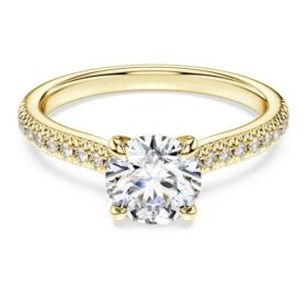 Pierścionek Eternity Solitaire z diamentami wyhodowanymi w laboratorium o łącznej masie 1,2 karata, o okrągłym szlifie, z 14-karatowego żółtego złota Pierścionek Eternity Solitaire z diamentami wyhodowanymi w laboratorium o łącznej masie 1,2 karata, o okrągłym szlifie, z 14-karatowego żółtego złota