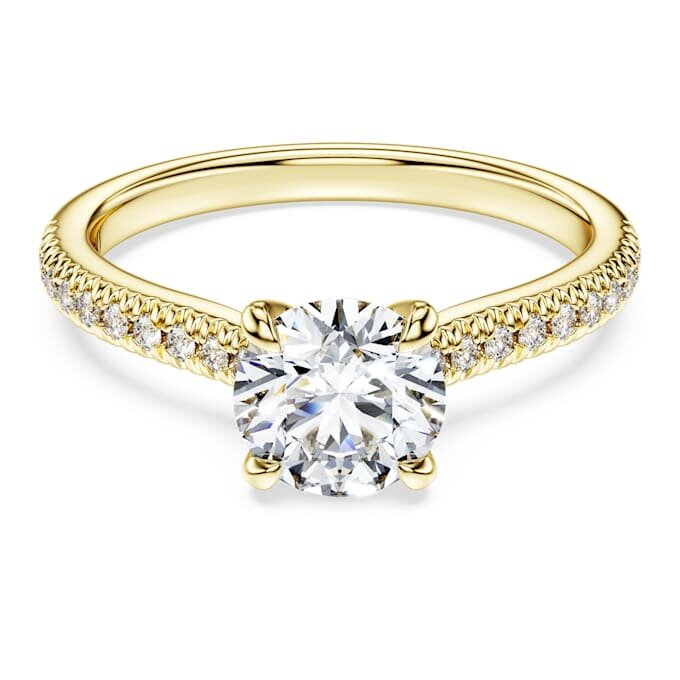 Pierścionek Eternity Solitaire z diamentami wyhodowanymi w laboratorium o łącznej masie 1,2 karata, o okrągłym szlifie, z 14-karatowego żółtego złota Pierścionek Eternity Solitaire z diamentami wyhodowanymi w laboratorium o łącznej masie 1,2 karata, o okrągłym szlifie, z 14-karatowego żółtego złota