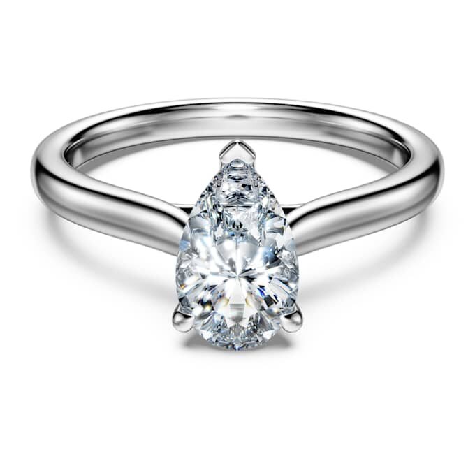 Pierścionek Eternity Solitaire z diamentami wyhodowanymi w laboratorium o łącznej masie 1 karata, w kształcie gruszki, z 14-karatowego białego złota Pierścionek Eternity Solitaire z diamentami wyhodowanymi w laboratorium o łącznej masie 1 karata, w kształcie gruszki, z 14-karatowego białego złota